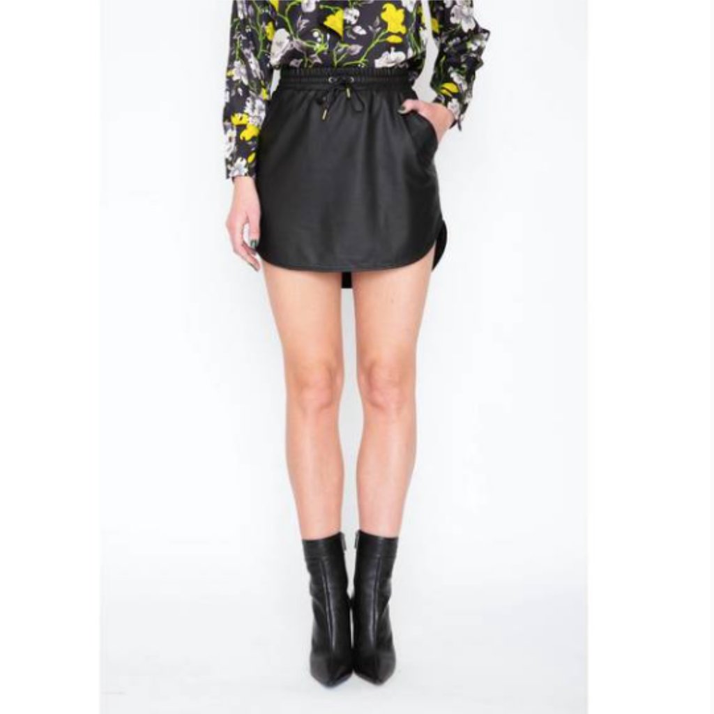 New Never A Wallflower Faux Leather Track Skirt In Black Xs
